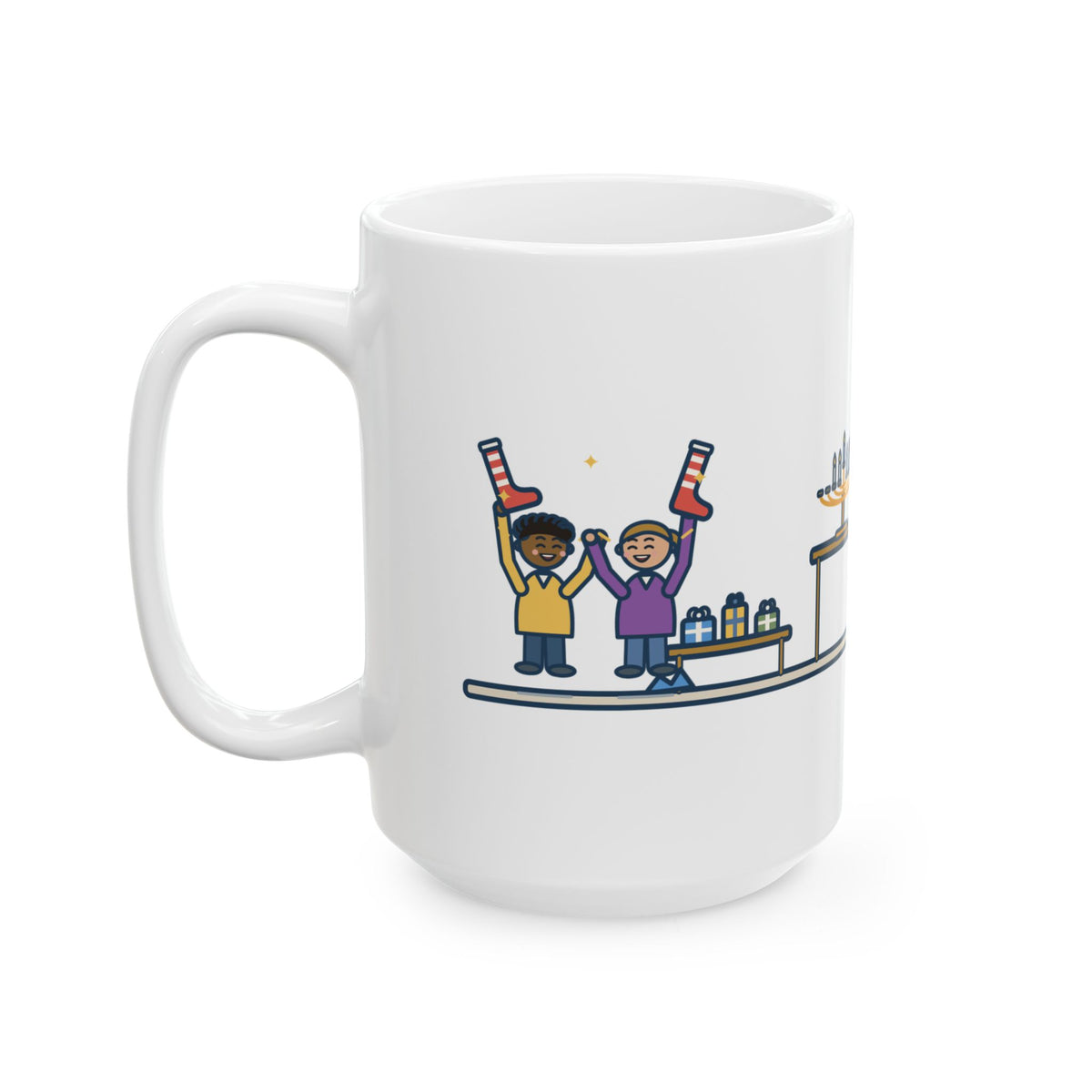 Eight Nights of Gifts, Night Six Was Socks, the Kids Cheered Anyway 15oz Mug, Large Funny Hanukkah Coffee Mug
