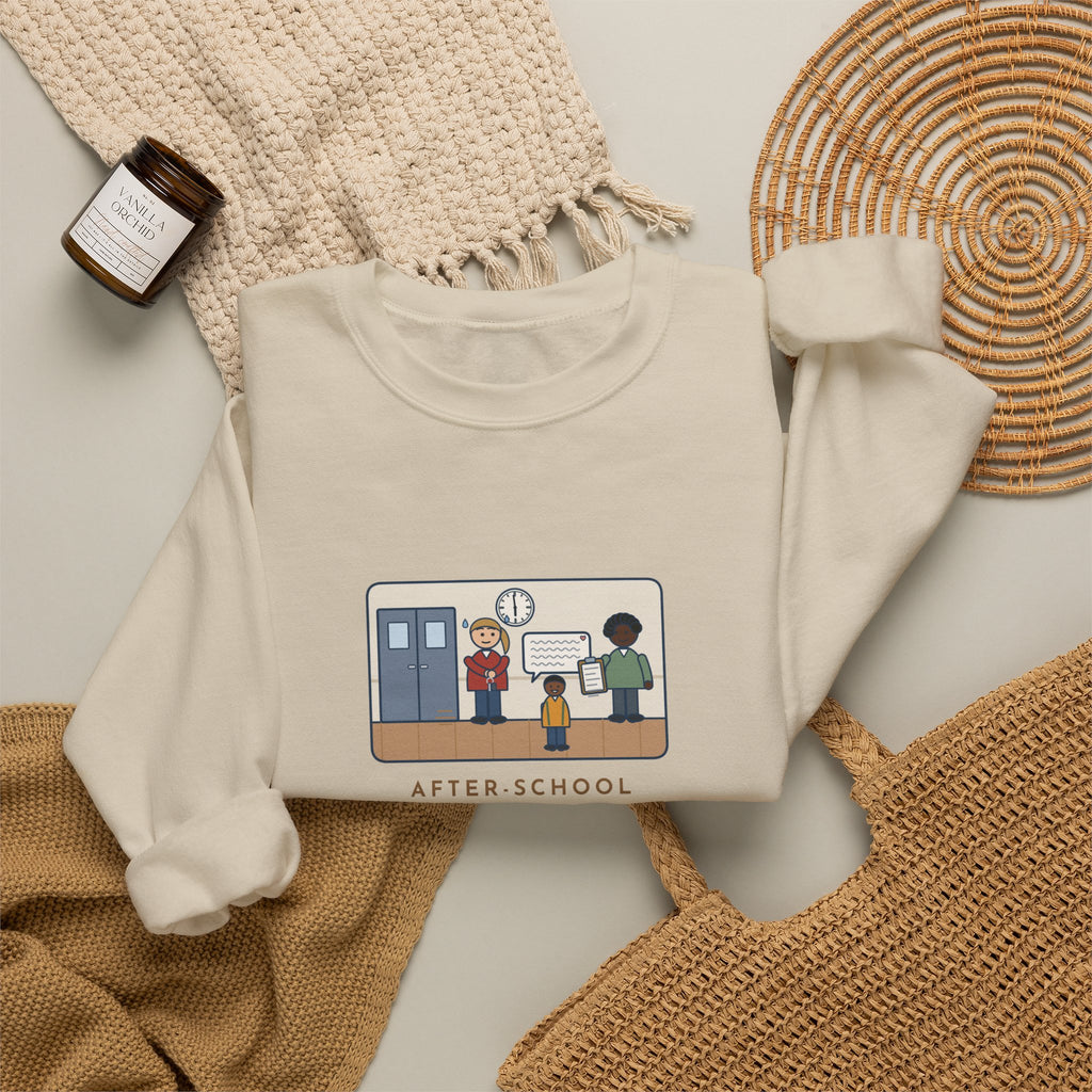 After-School Program Sweatshirt, Pickup Ends at 6:00, The Last Parent Ran In at 5:59 and Apologized for Ten Minutes