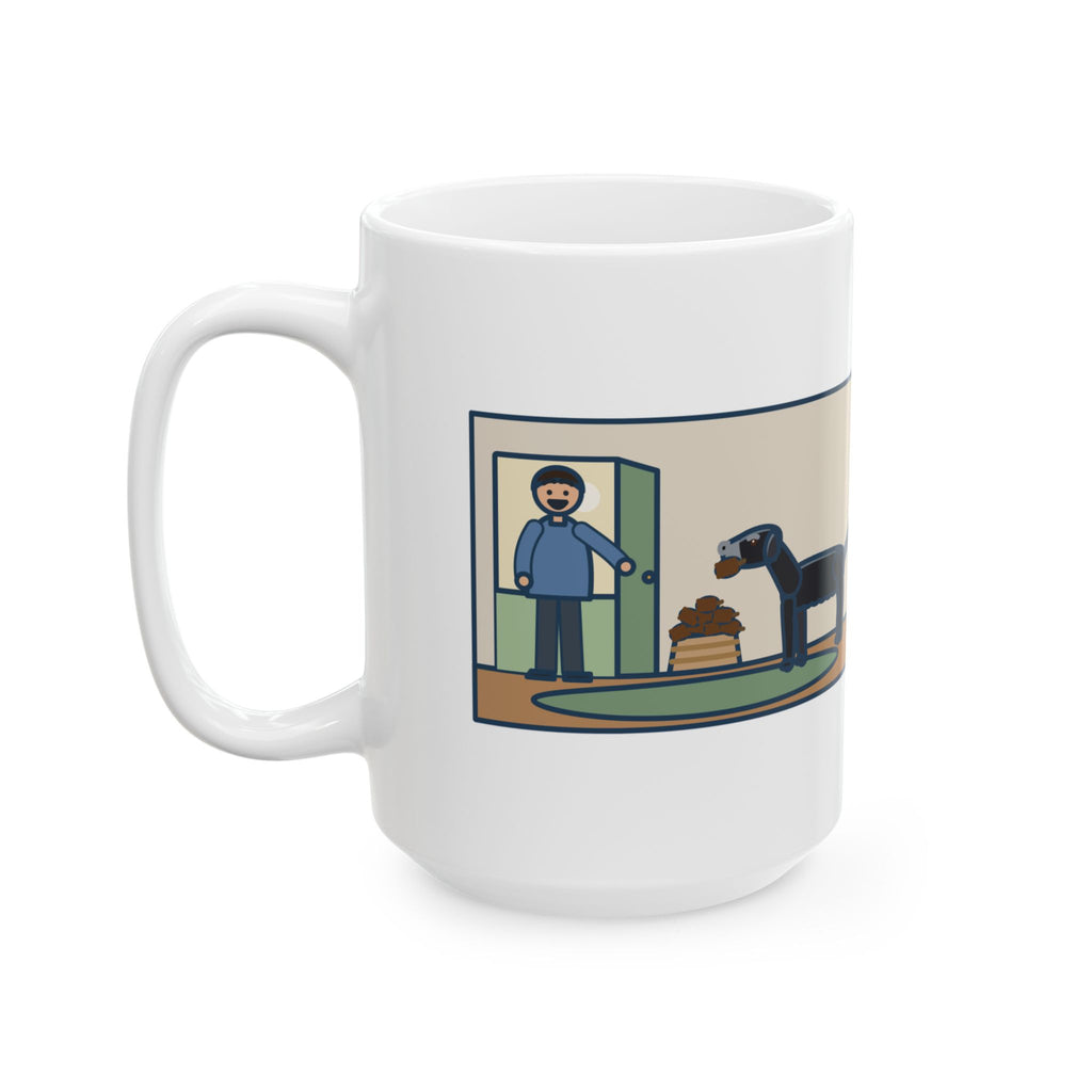 Turned Ten This Year, Still Brings a Pinecone to the Door Every Time 15oz Mug, Large Funny Flat-Coated Retriever Coffee Mug