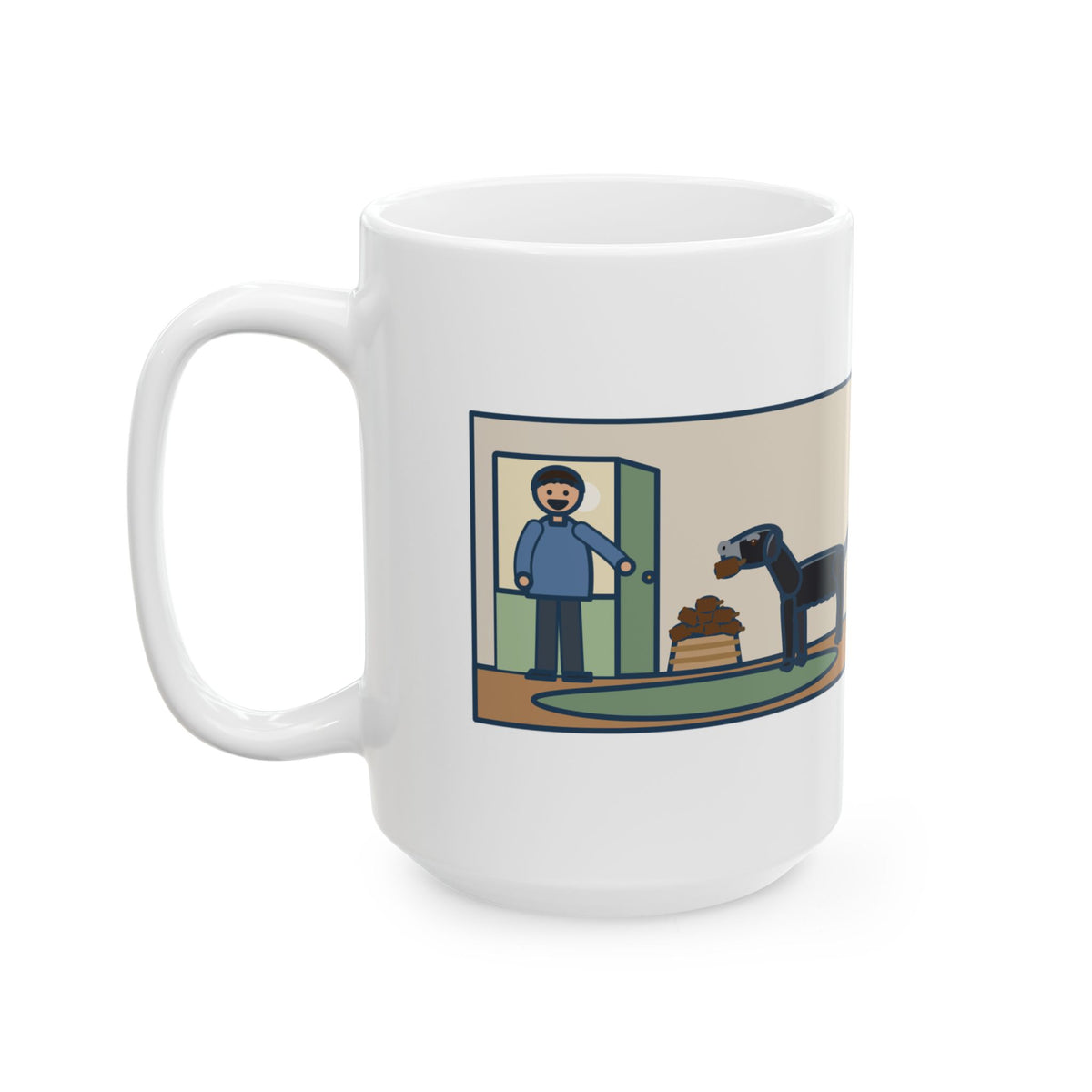 Turned Ten This Year, Still Brings a Pinecone to the Door Every Time 15oz Mug, Large Funny Flat-Coated Retriever Coffee Mug
