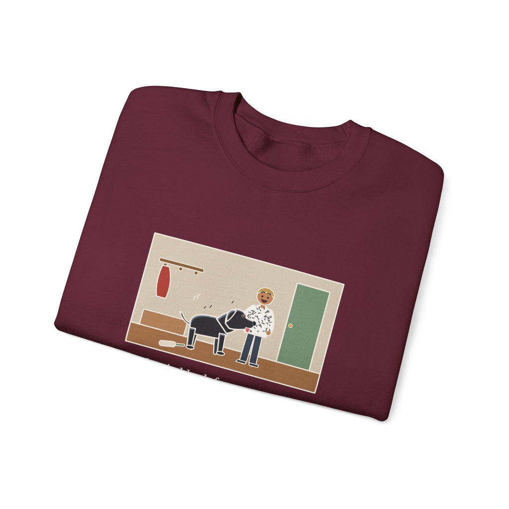 Jet-Black Dog Sweatshirt, Bought One White Sweater, Wore It for Six Minutes, Funny Front Hall Hug Crewneck