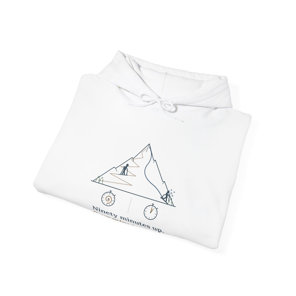 Ski Touring Hoodie - Ninety Minutes Up, Four Minutes Down Backcountry Skier Hooded Sweatshirt