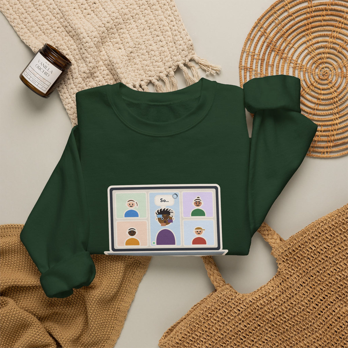 Video Call Sweatshirt, Unmuted for My Big Update, The Internet Froze on So, Funny Frozen Tile Crewneck