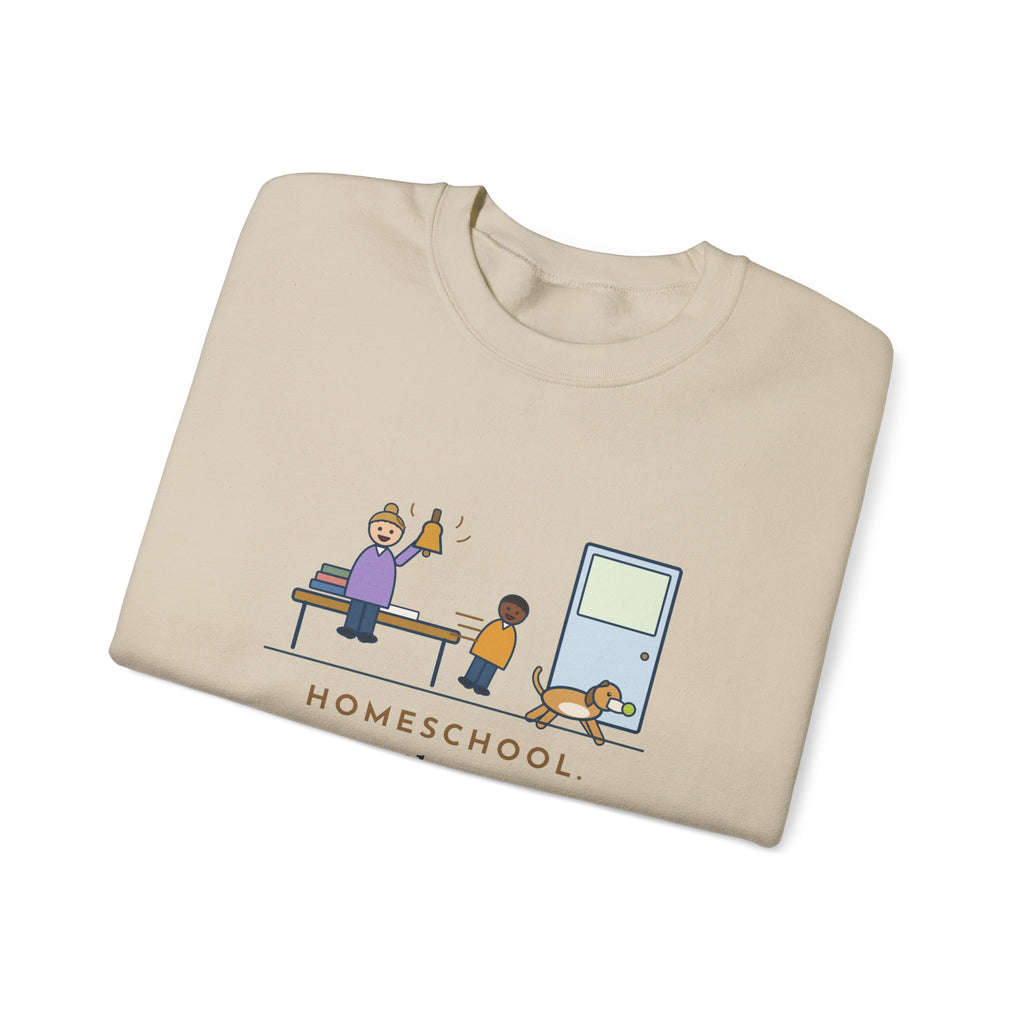 Homeschool Crewneck Sweatshirt - Recess Bell for One Kid and the Dog