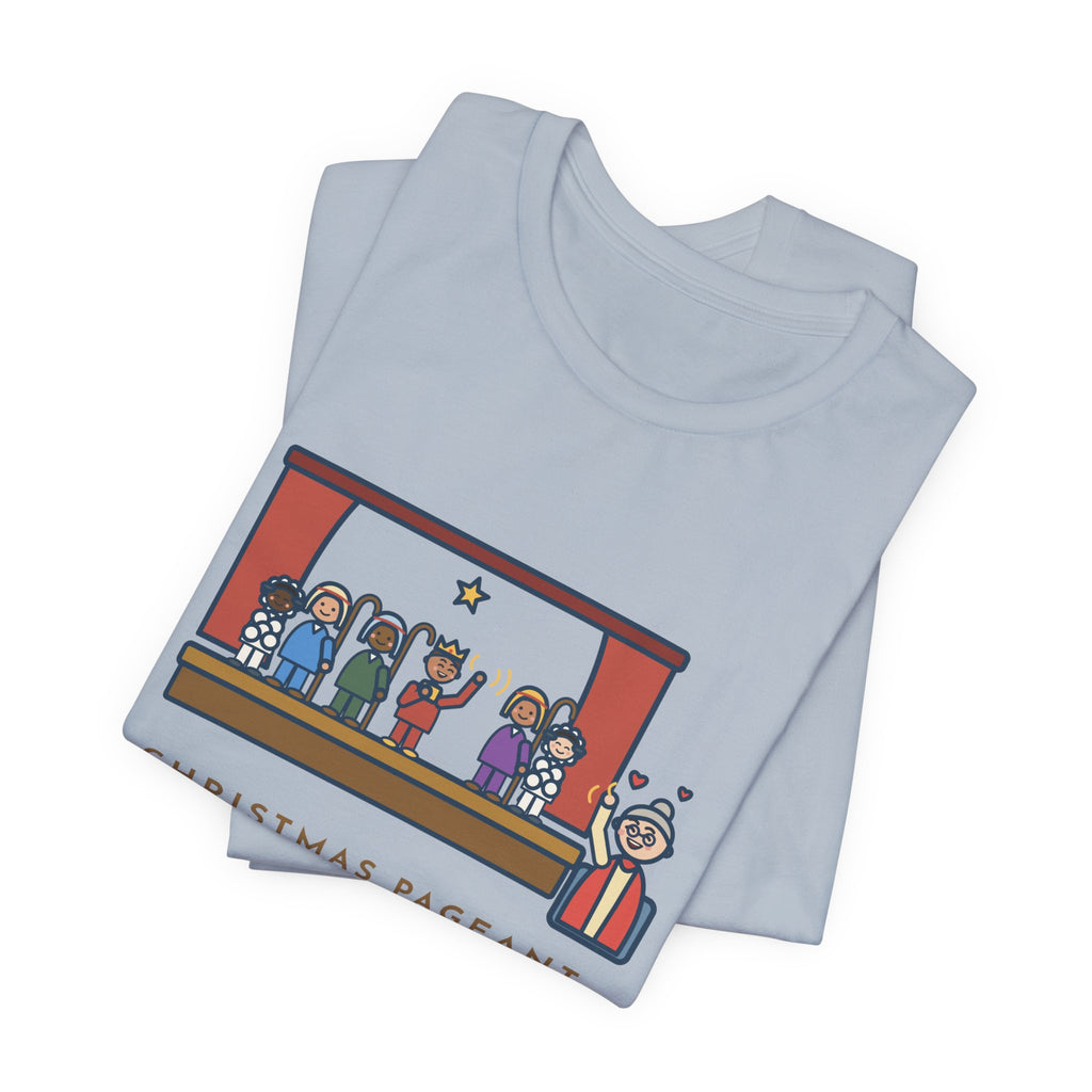 Funny Christmas Pageant T-Shirt, Three Shepherds, Two Sheep, One Wise Man Who Waved at Grandma the Whole Time, Pageant Stage Tee