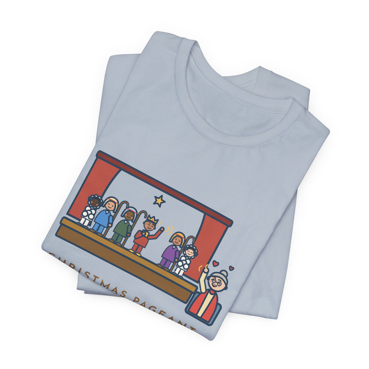 Funny Christmas Pageant T-Shirt, Three Shepherds, Two Sheep, One Wise Man Who Waved at Grandma the Whole Time, Pageant Stage Tee