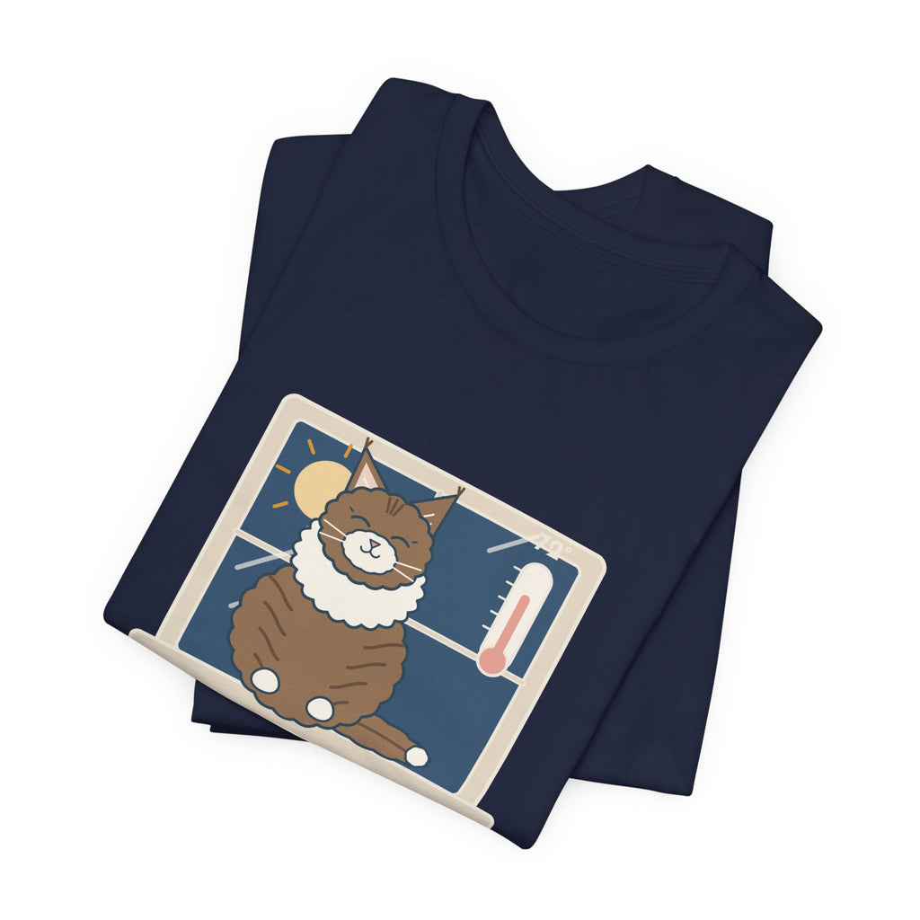 Norwegian Forest Cat T-Shirt - Wears a Winter Coat to the Windowsill Fluffy Cat Tee