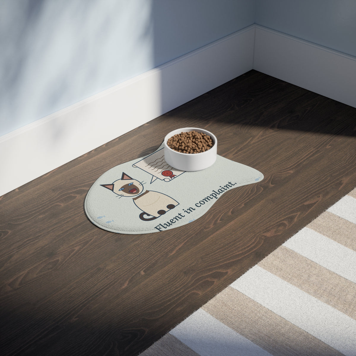 Siamese Cat Feeding Mat - Fluent in Complaint Funny Cat Food Mat