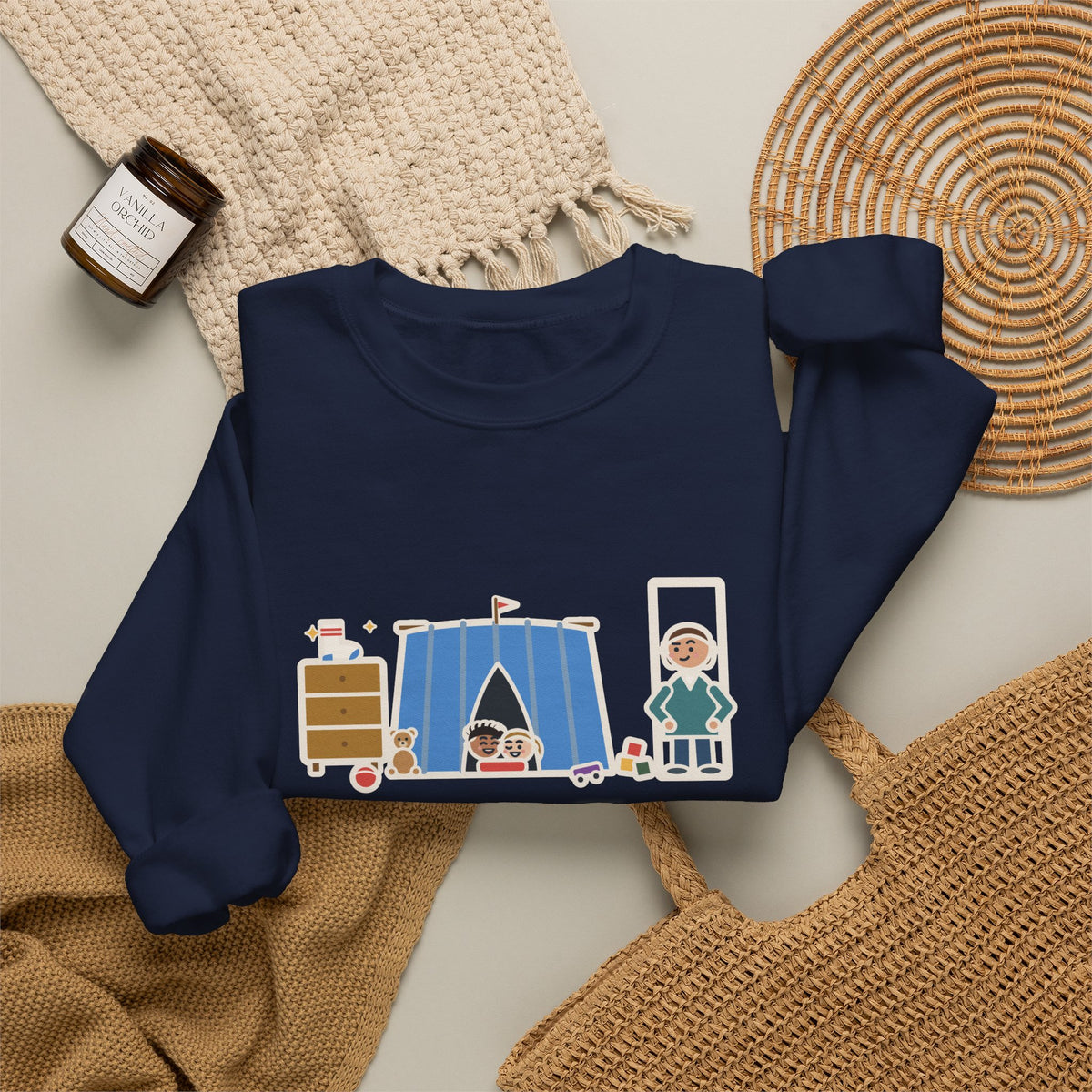 Parent Sweatshirt, Told the Kids to Clean Their Room, Found One Folded Sock and a Brand-New Fort, Funny Bedroom Fort Crewneck