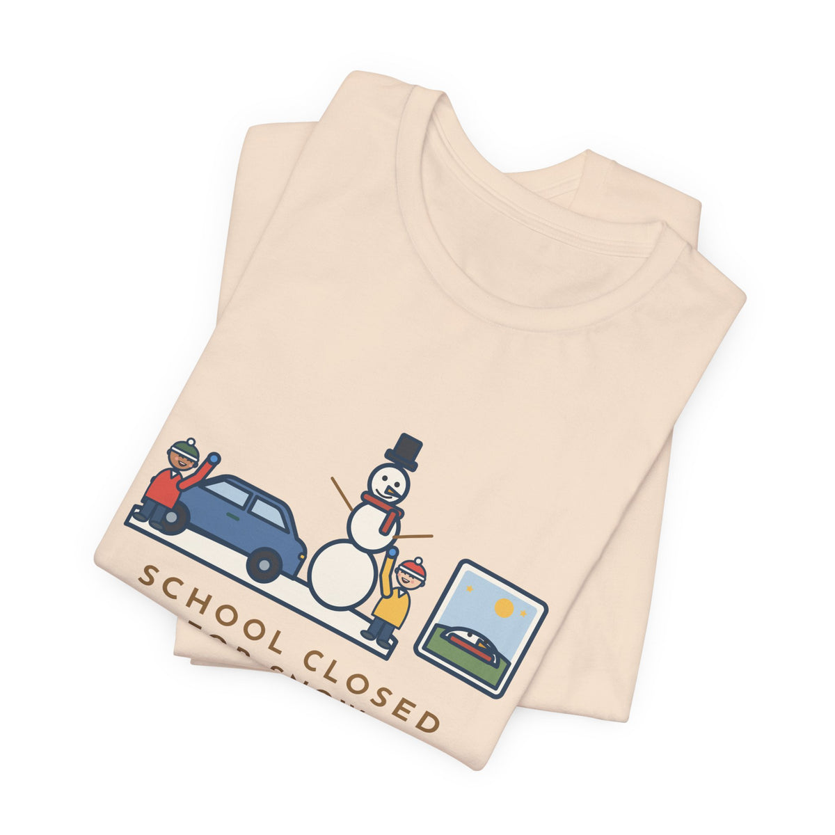 Funny Snowman T-Shirt, School Closed for Snow, Built One Taller Than the Car, He Lasted Until April, Driveway Snowman Tee