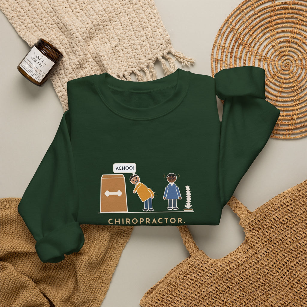 Chiropractor Sweatshirt, Asked What Happened, I Sneezed While Picking Up the Dog Food, Funny Office Visit Crewneck