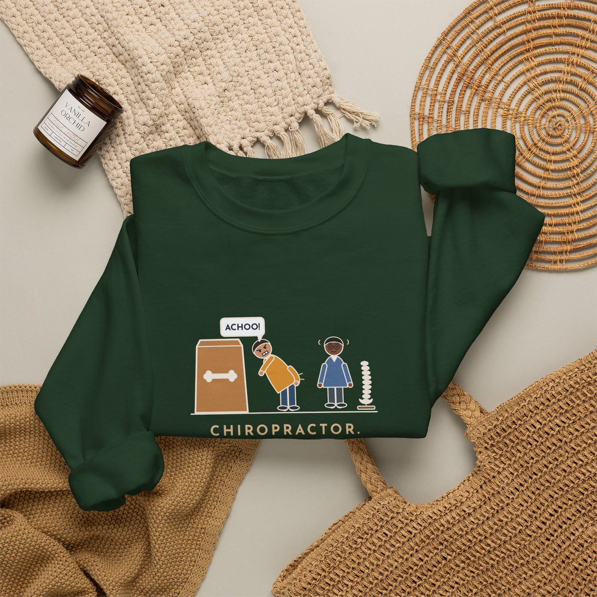 Chiropractor Sweatshirt, Asked What Happened, I Sneezed While Picking Up the Dog Food, Funny Office Visit Crewneck