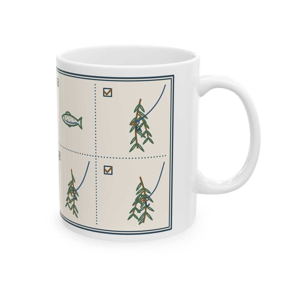 Fly Fishing Coffee Mug - Caught: One Trout, Three Willows Angler Gift Mug