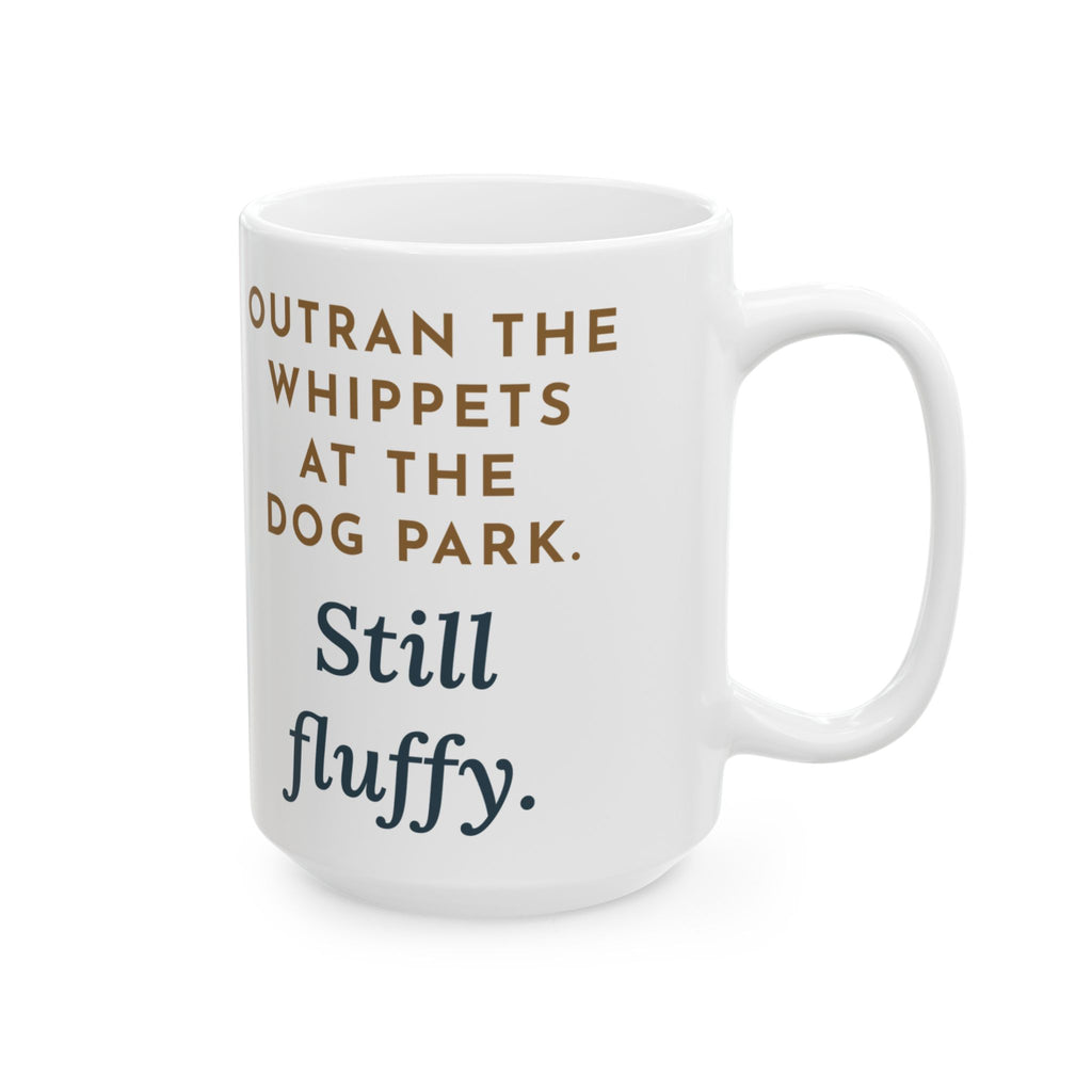 Large 15oz Bedlington Terrier Mug - Outran the Whippets, Still Fluffy