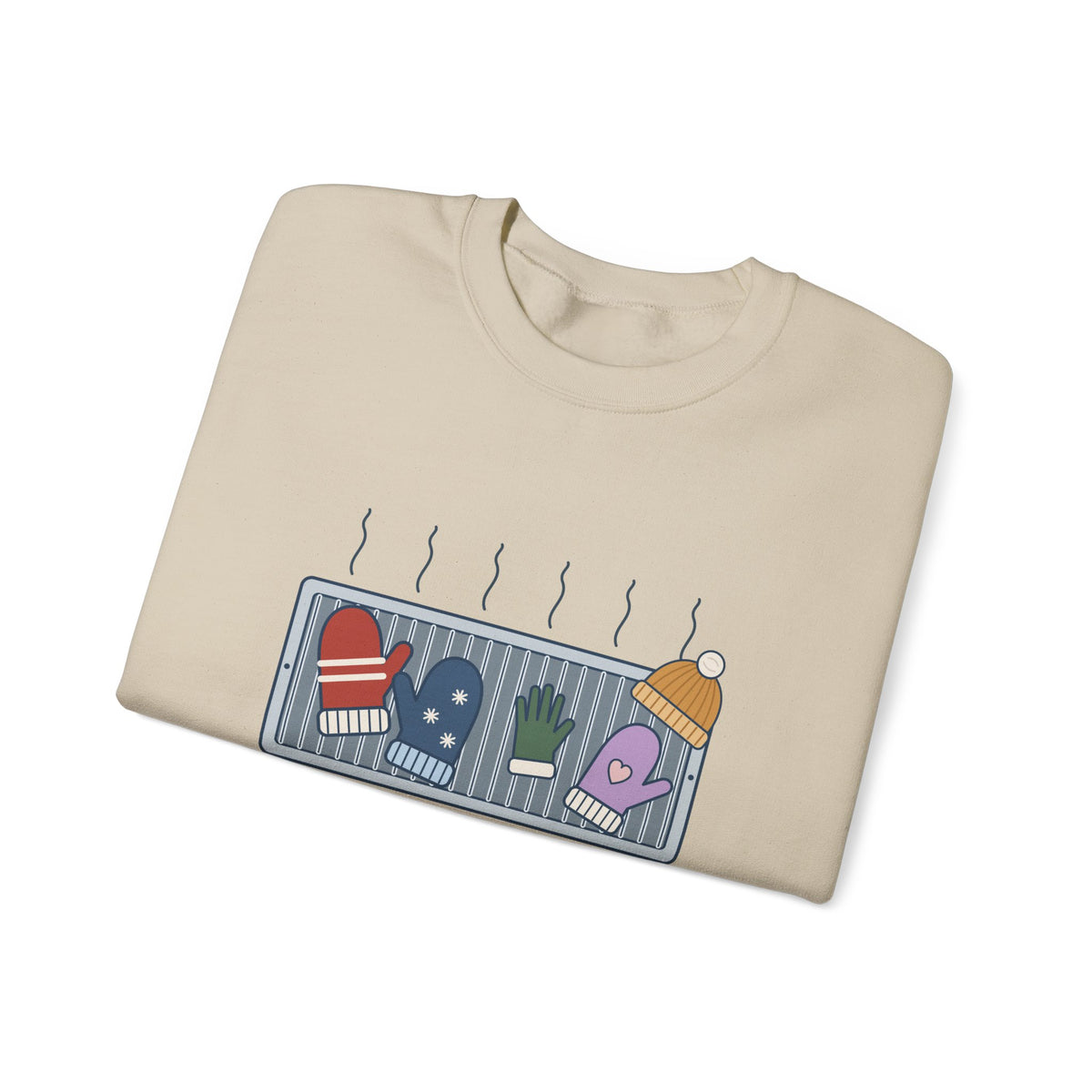 Snow Day Crewneck Sweatshirt - Mittens Drying on Every Vent Winter Sweatshirt