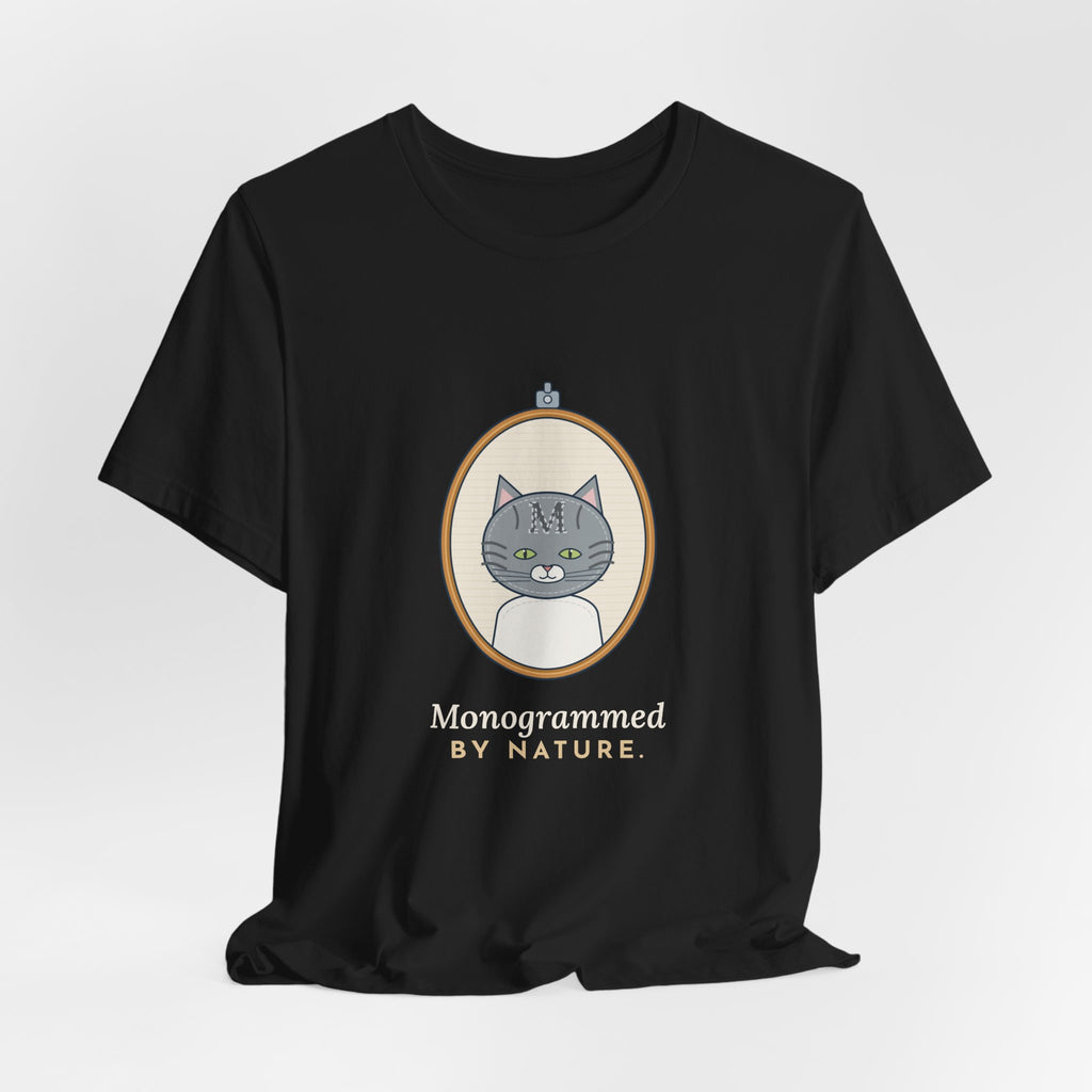 Gray Tabby Cat T-Shirt - Forehead M Initial, Nature's Own Letter Tabby Cat Lover Tee