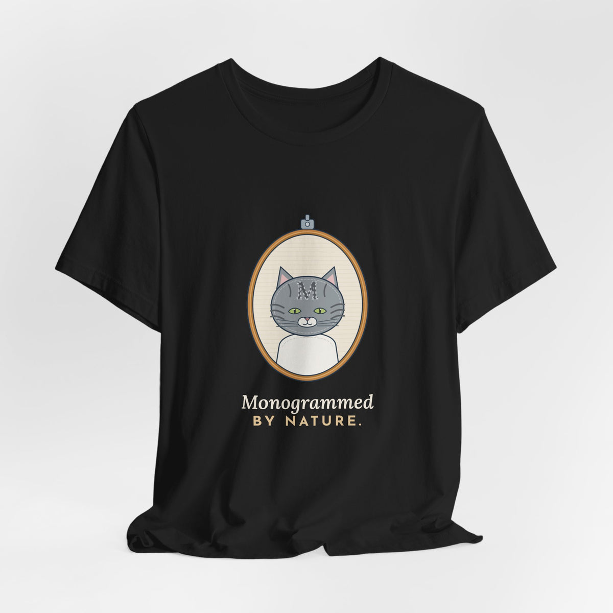 Gray Tabby Cat T-Shirt - Forehead M Initial, Nature's Own Letter Tabby Cat Lover Tee