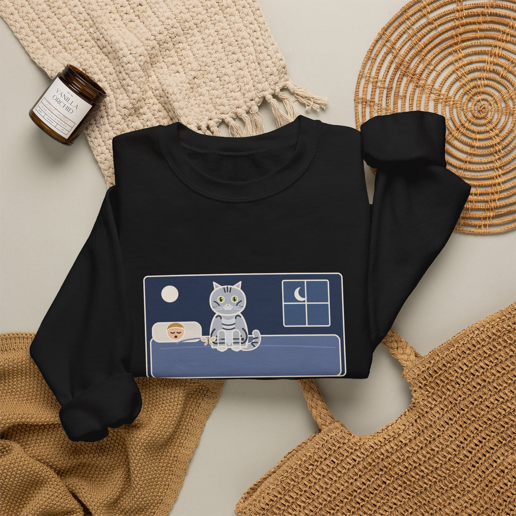 American Shorthair Crewneck Sweatshirt - The 2 a.m. Moth Delivery, Silver Tabby Cat