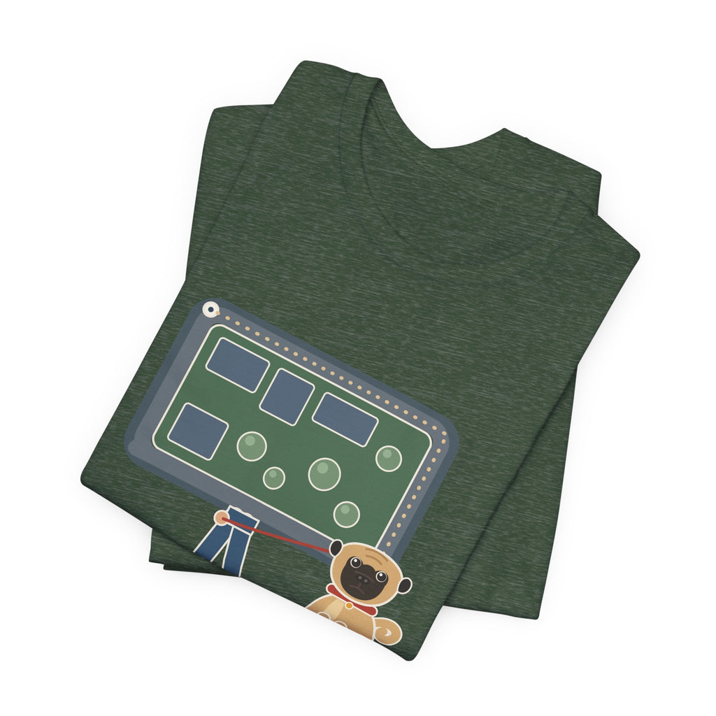 Pug T-Shirt - Halfway Around the Block, the Pug Sat Down Funny Dog Walk Tee
