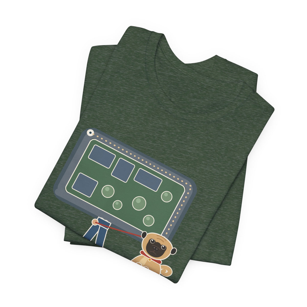 Pug T-Shirt - Halfway Around the Block, the Pug Sat Down Funny Dog Walk Tee