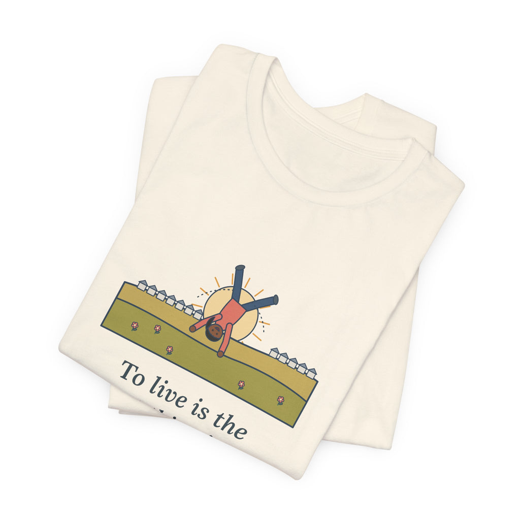 Oscar Wilde Quote T-Shirt, To Live Is the Rarest Thing in the World, Literary Cartwheel Meadow Tee