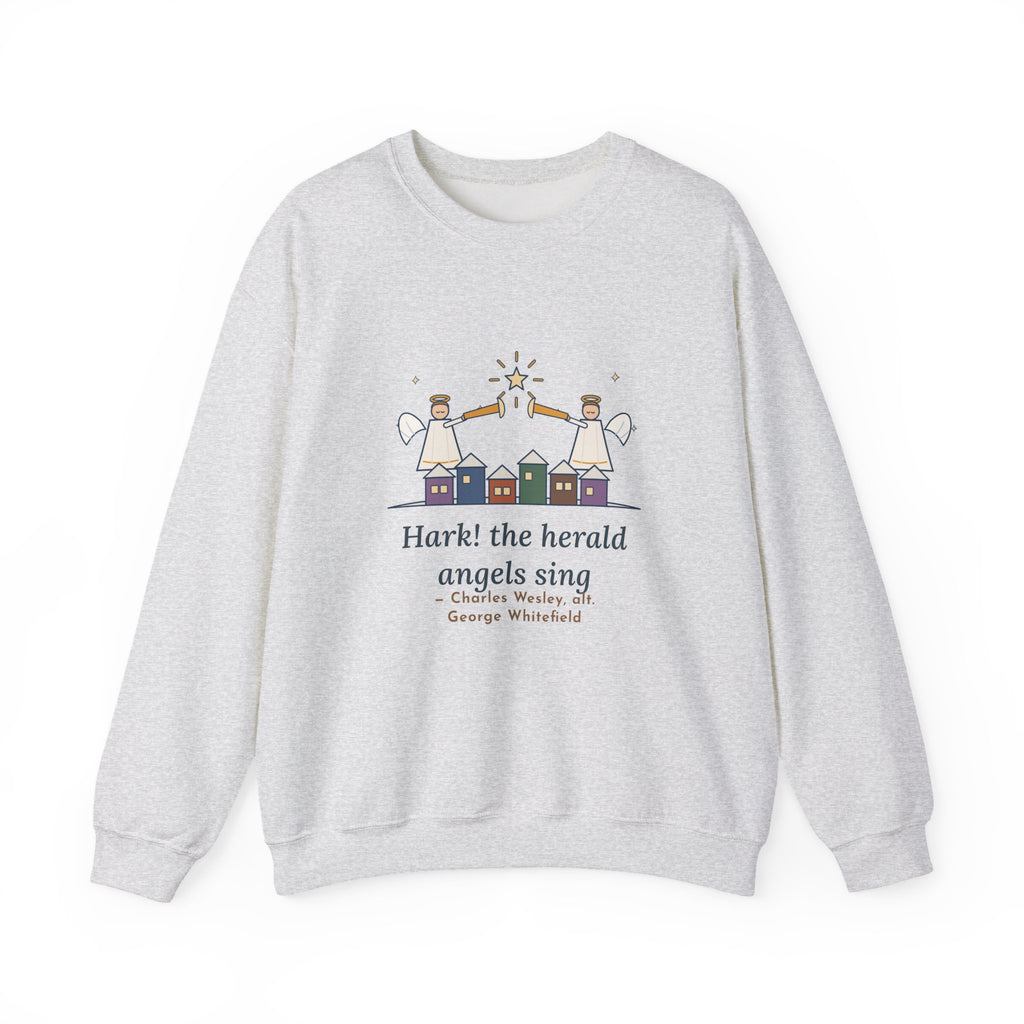 Hark the Herald Angels Sing Sweatshirt, Christmas Charles Wesley Quote Crewneck with Herald Angels