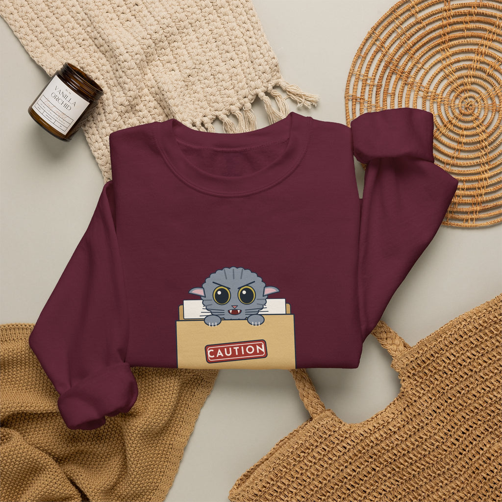 Veterinary Technician Crewneck Sweatshirt - The Chart Says CAUTION. The Cat Agrees.