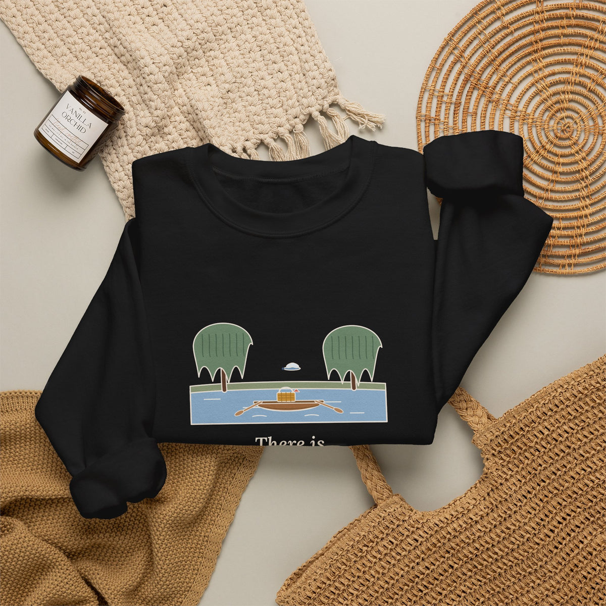 Simply Messing About in Boats Sweatshirt, Boating Grahame Quote Crewneck with River Rowboat