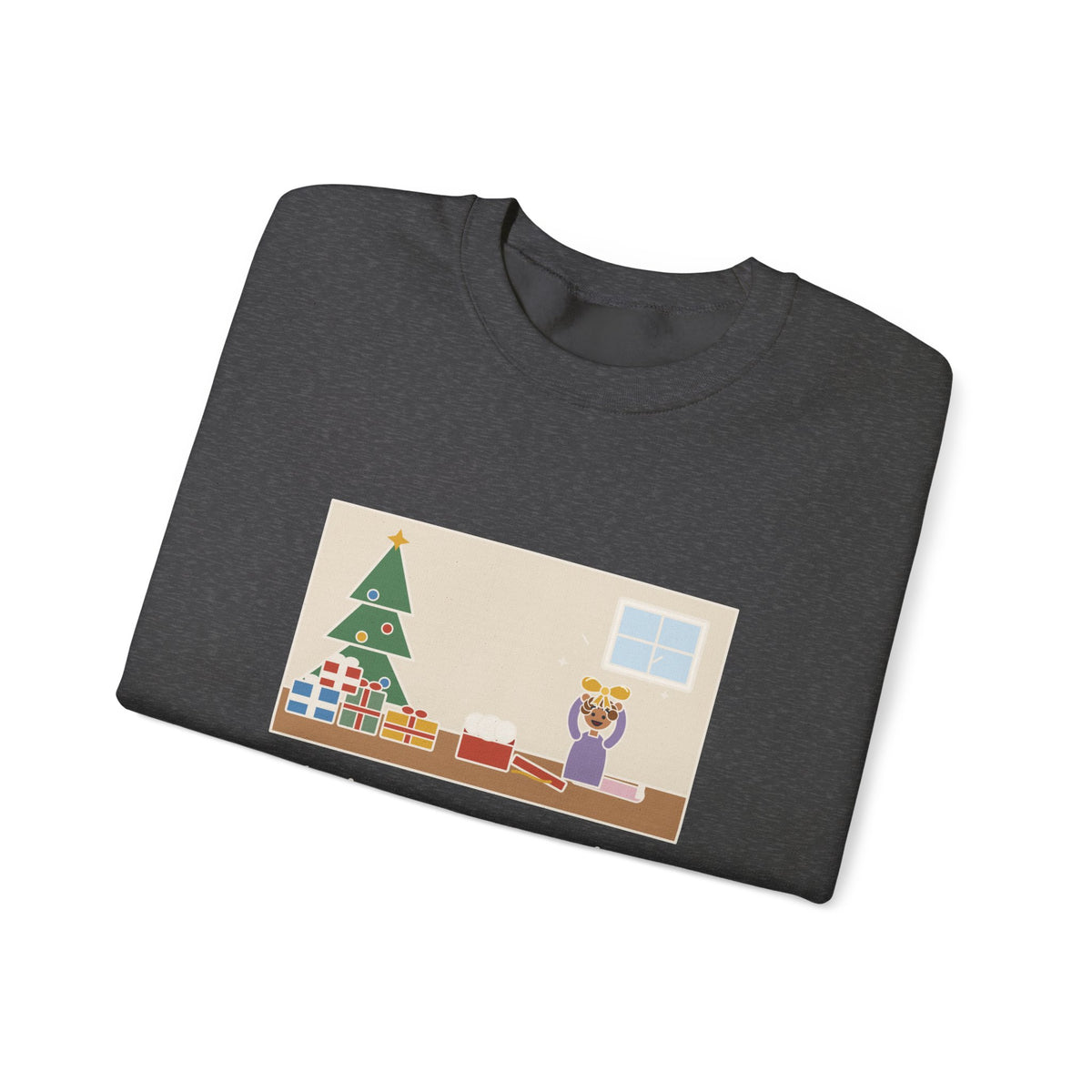 Christmas Morning Sweatshirt, The Toddler Opened One Gift and Spent an Hour with the Bow, Funny Shiny Bow Crewneck
