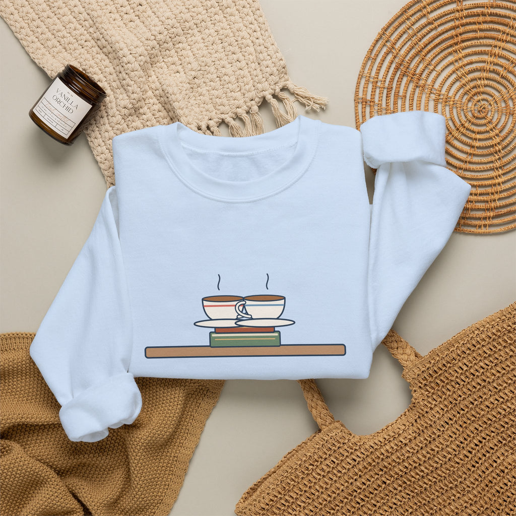 If I Loved You Less Sweatshirt, Love Jane Austen Quote Crewneck with Touching Teacups