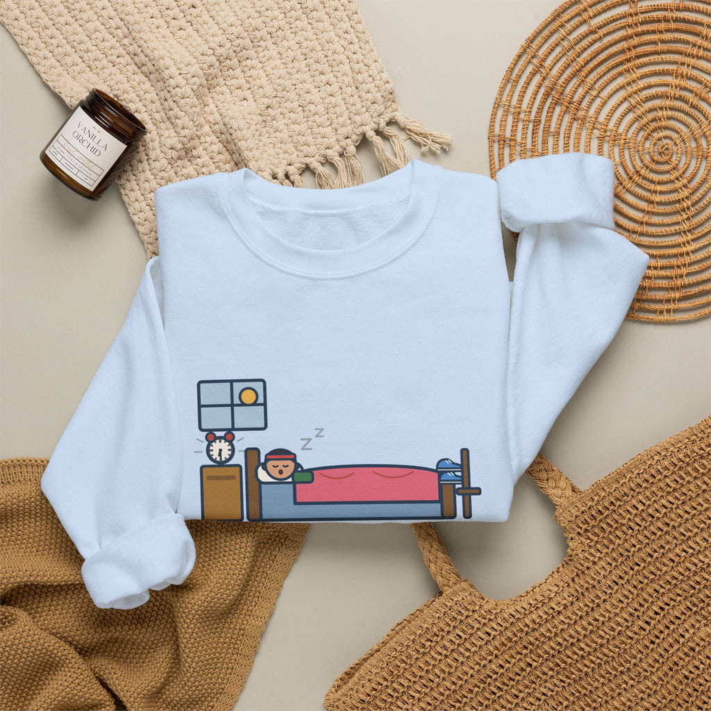 Workout Sweatshirt, Set Out My Clothes the Night Before, Slept in Them, Funny Morning Bedroom Crewneck