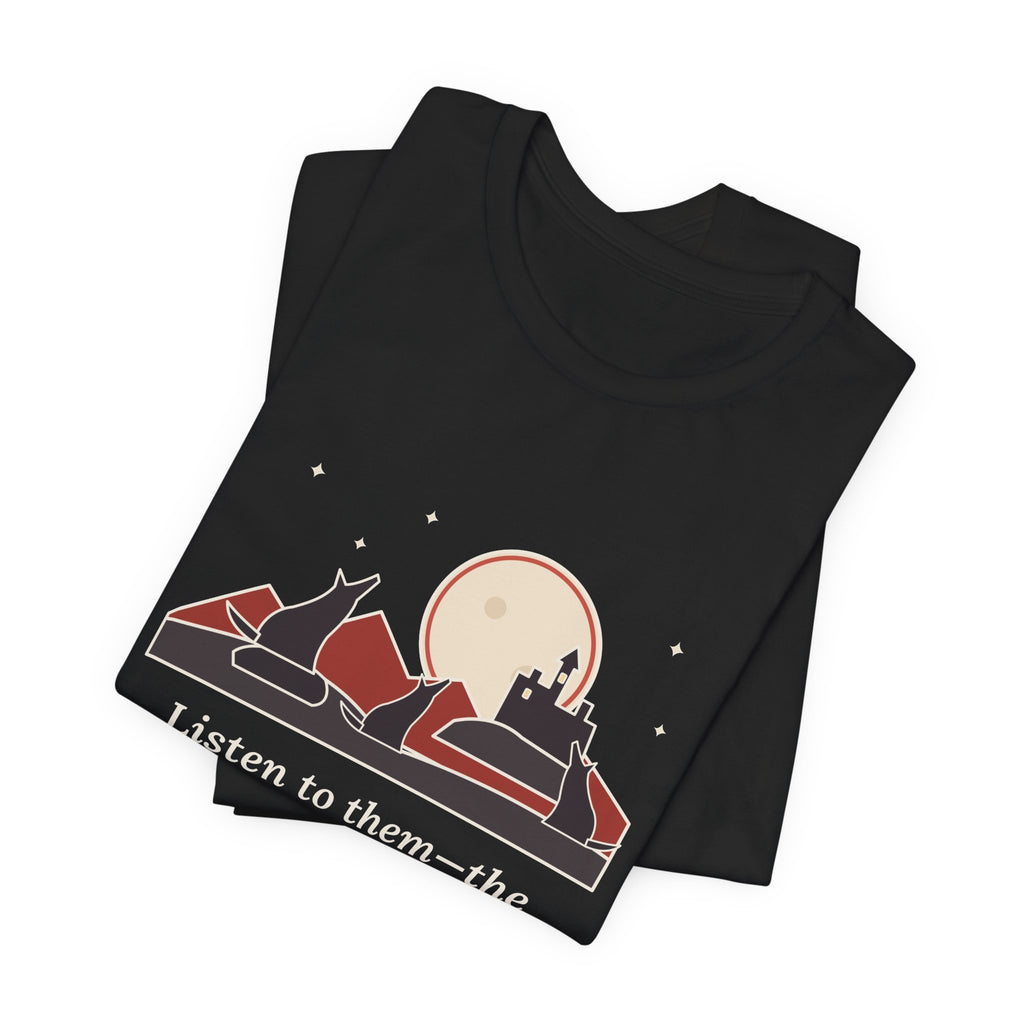 Bram Stoker Quote T-Shirt, The Children of the Night, Gothic Wolves and Red Moon Tee