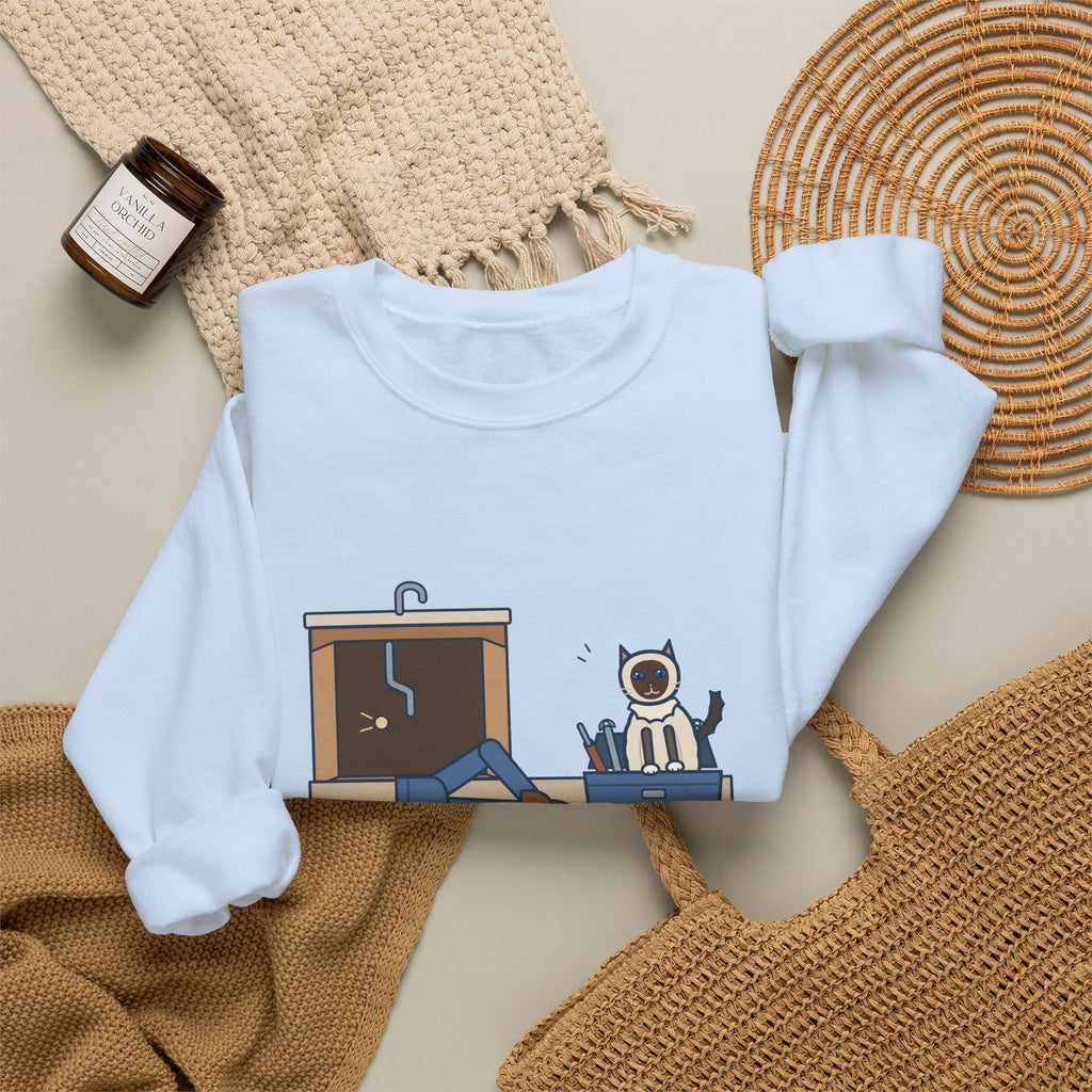 Birman Cat Crewneck Sweatshirt - Toolbox Seat for the Kitchen Sink Repair