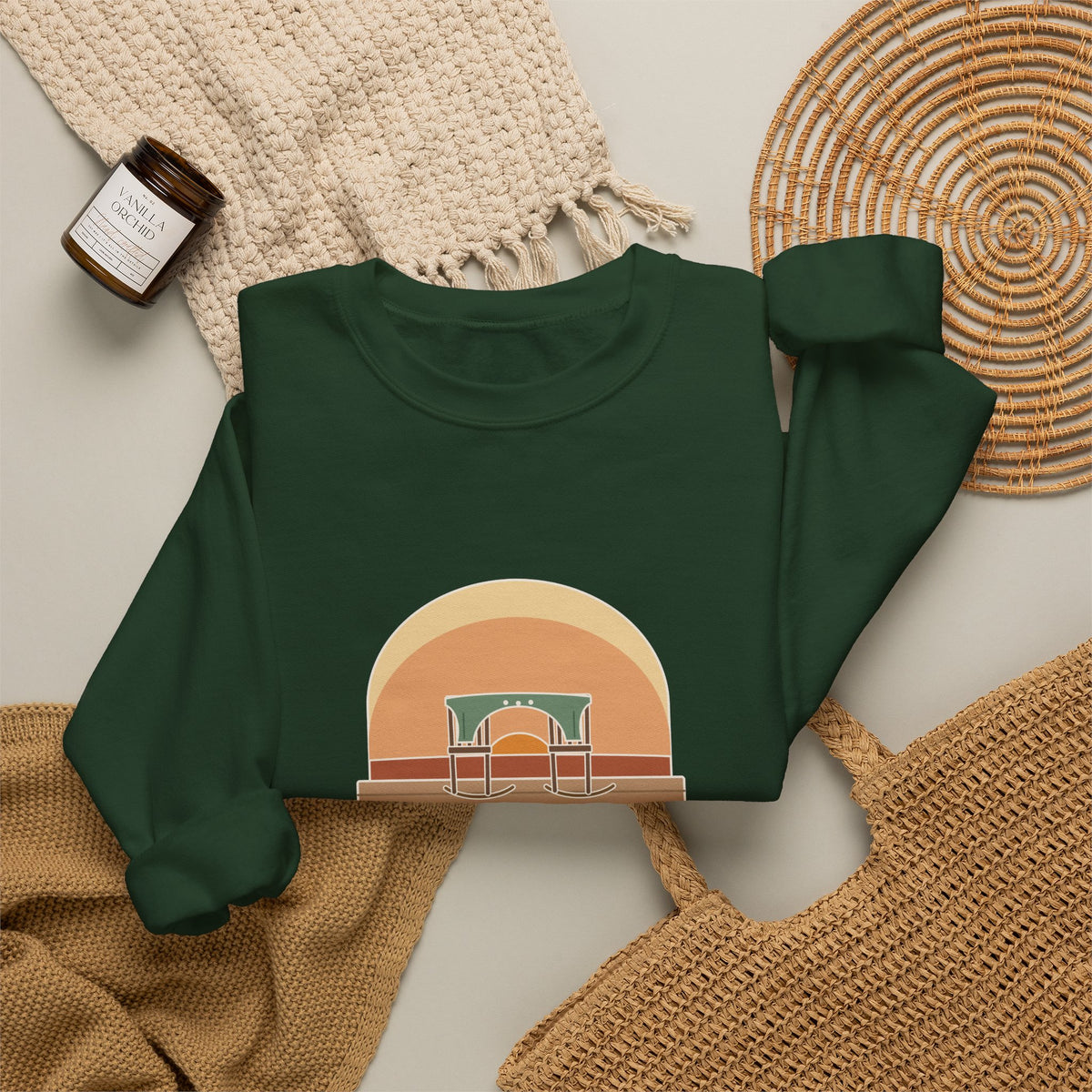 Grow Old Along with Me Sweatshirt, Anniversary Browning Quote Crewneck with Porch Rocking Chairs