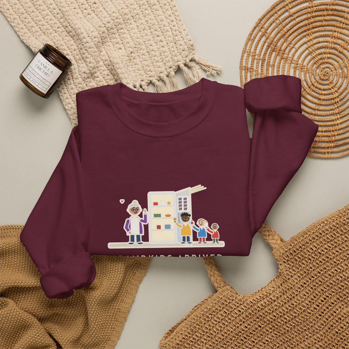 Grandkids at Christmas Sweatshirt, Arrived for the Holiday, The Fridge Door Opened Forty Times in the First Hour
