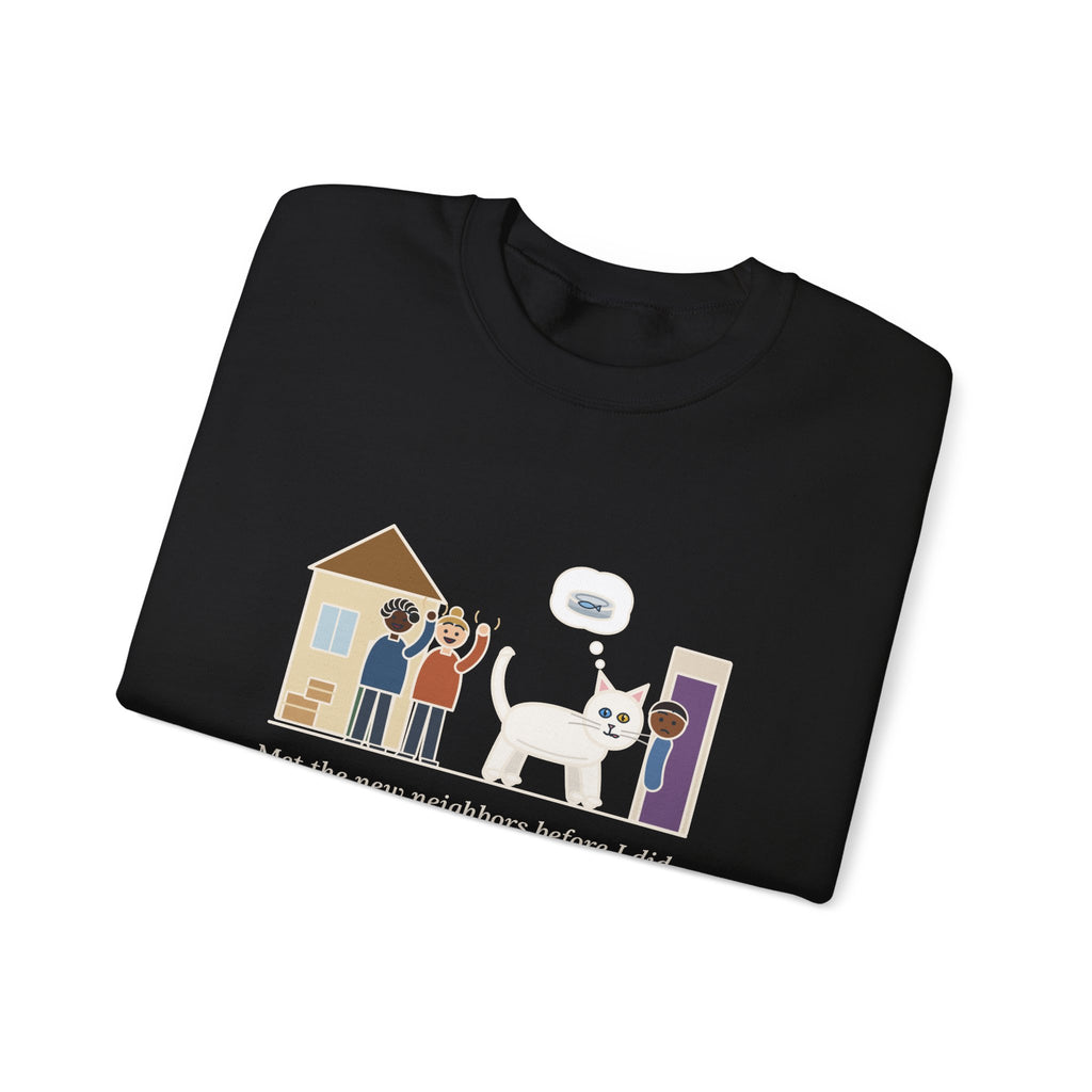 Khao Manee Crewneck Sweatshirt - Odd-Eyed White Cat Who Met the New Neighbors First