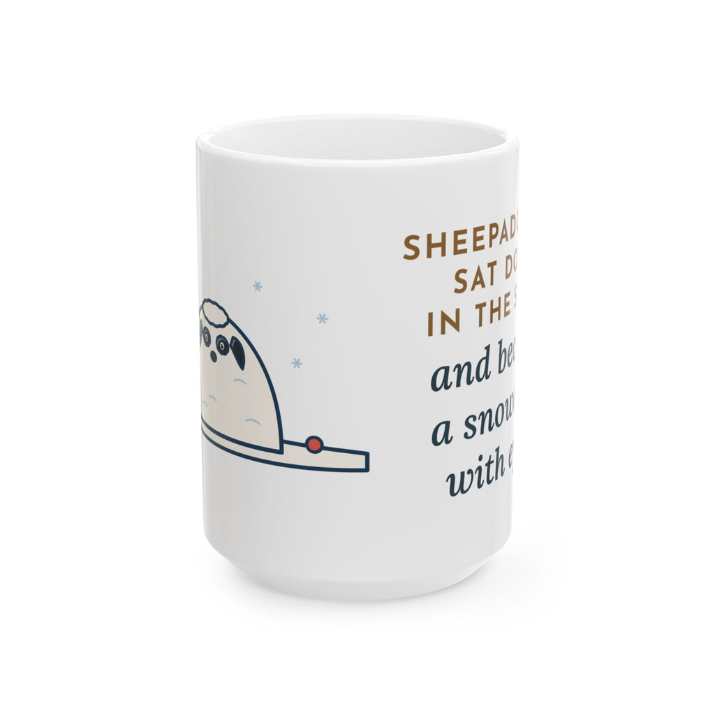Sat Down in the Snow and Became a Snowdrift with Eyes 15oz Mug, Large Funny Sheepadoodle Coffee Mug