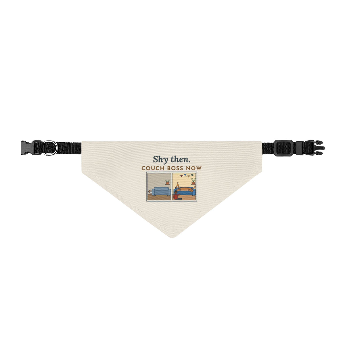 Gotcha Day Bandana, Shy Then Couch Boss Now, Clip-on Pet Bandana