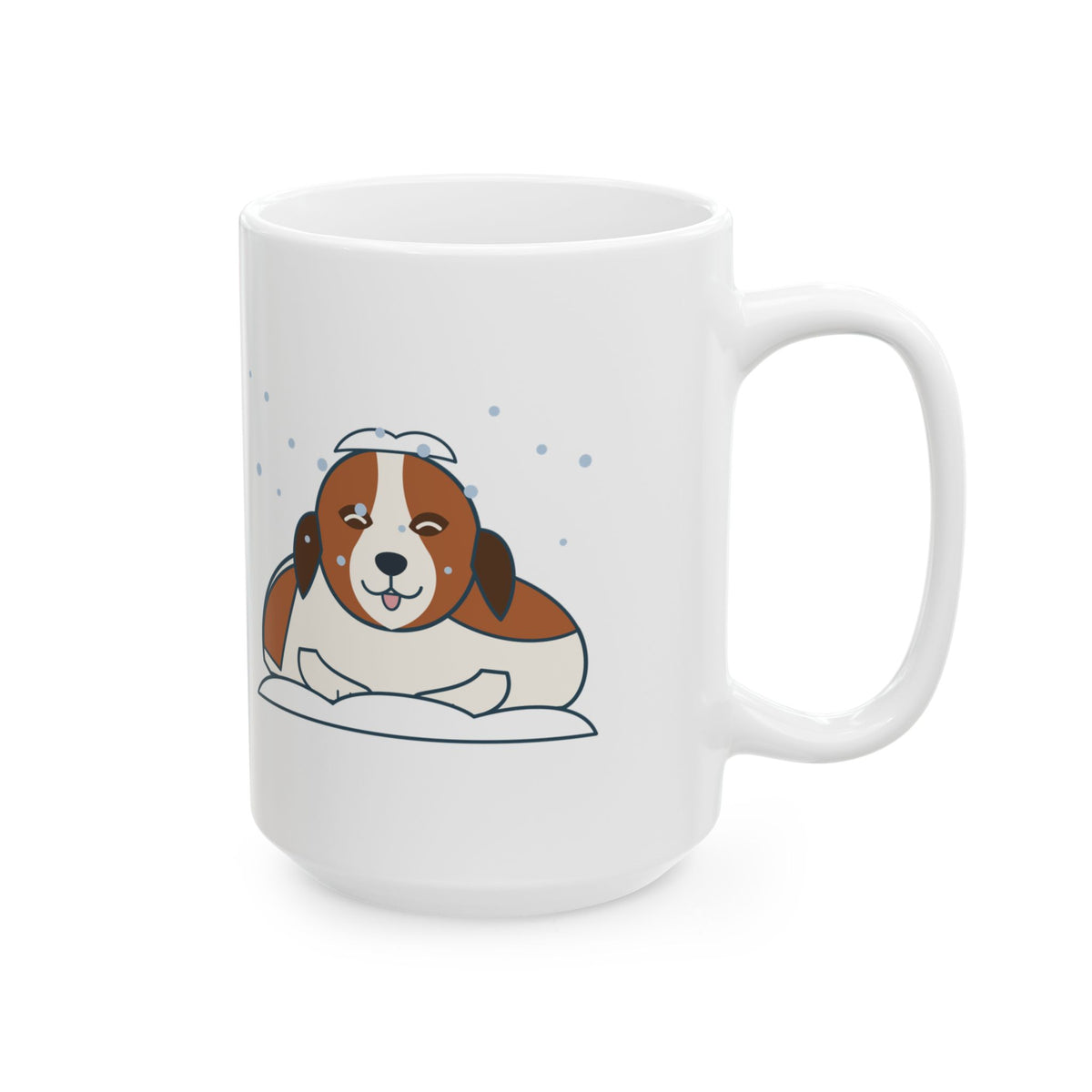 Large 15oz Saint Bernard Winter Mug - Inside Dog Until the First Big Snow - Snowy Morning Coffee Mug