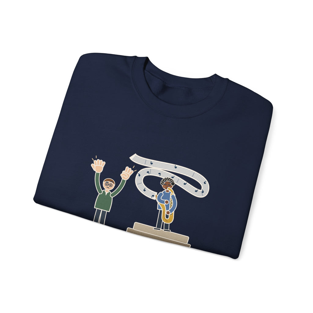 School Jazz Band Director Crewneck Sweatshirt - Eight Bars, The Sax Took Thirty-Two