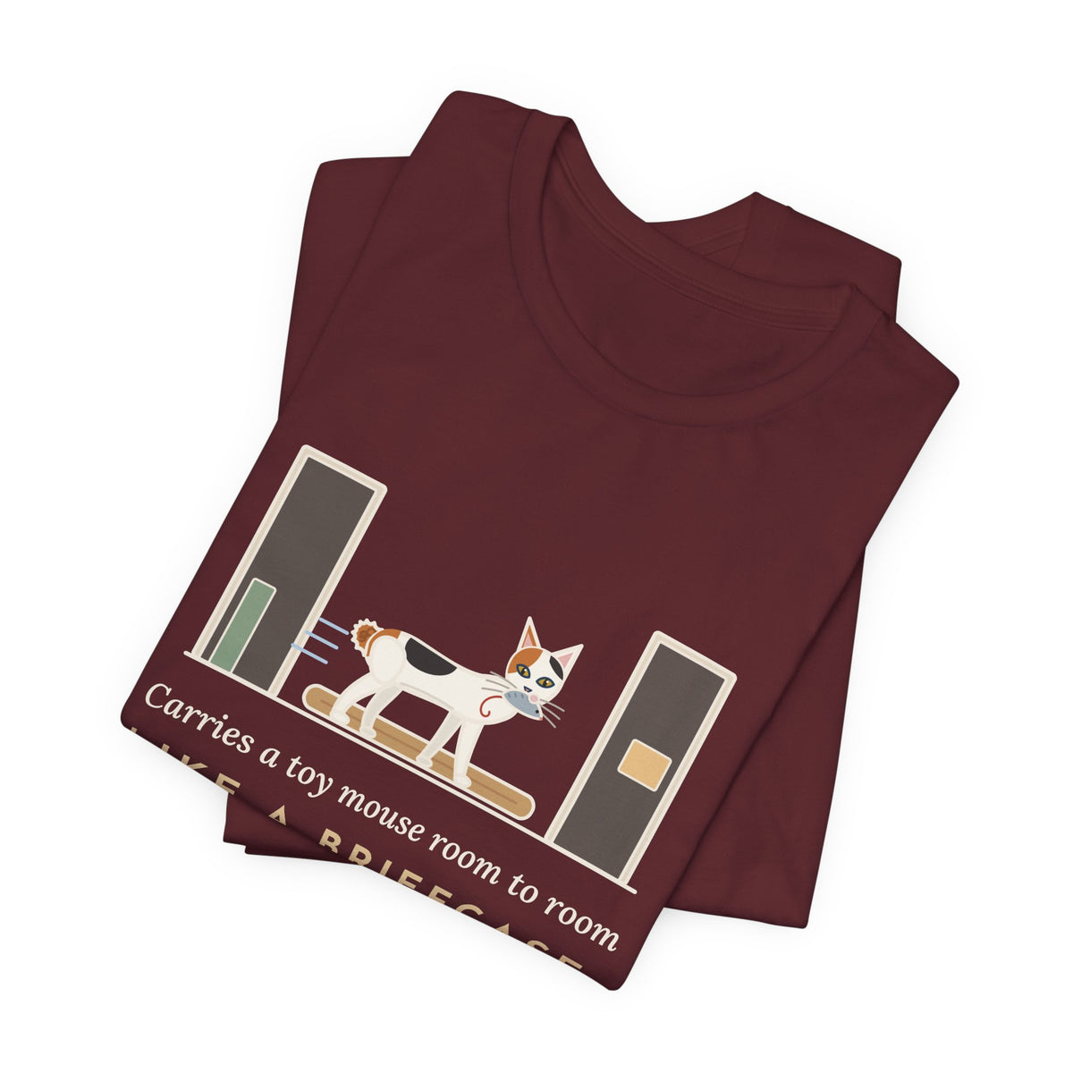 Japanese Bobtail Cat T-Shirt - Carries a Toy Mouse Room to Room Like a Briefcase
