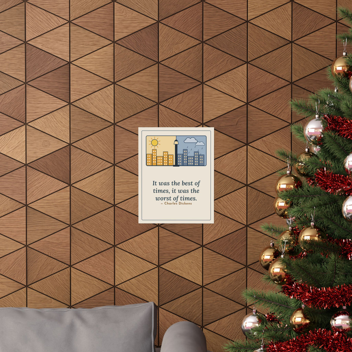 Dickens Quote Poster, It Was the Best of Times, It Was the Worst of Times, Literary Split Skyline Wall Art