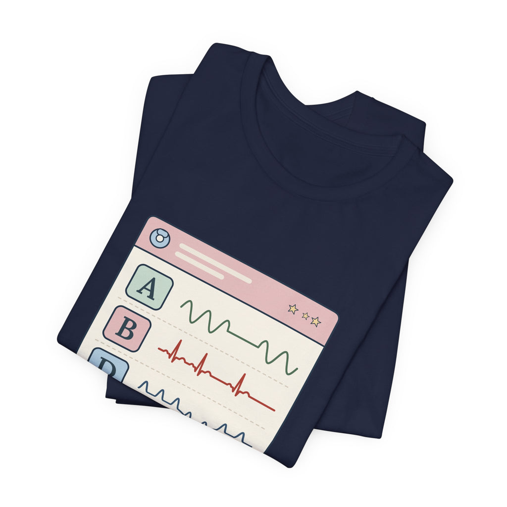 NICU Nurse T-Shirt - A's, B's and D's. Not a Report Card. Neonatal Nurse Humor Tee