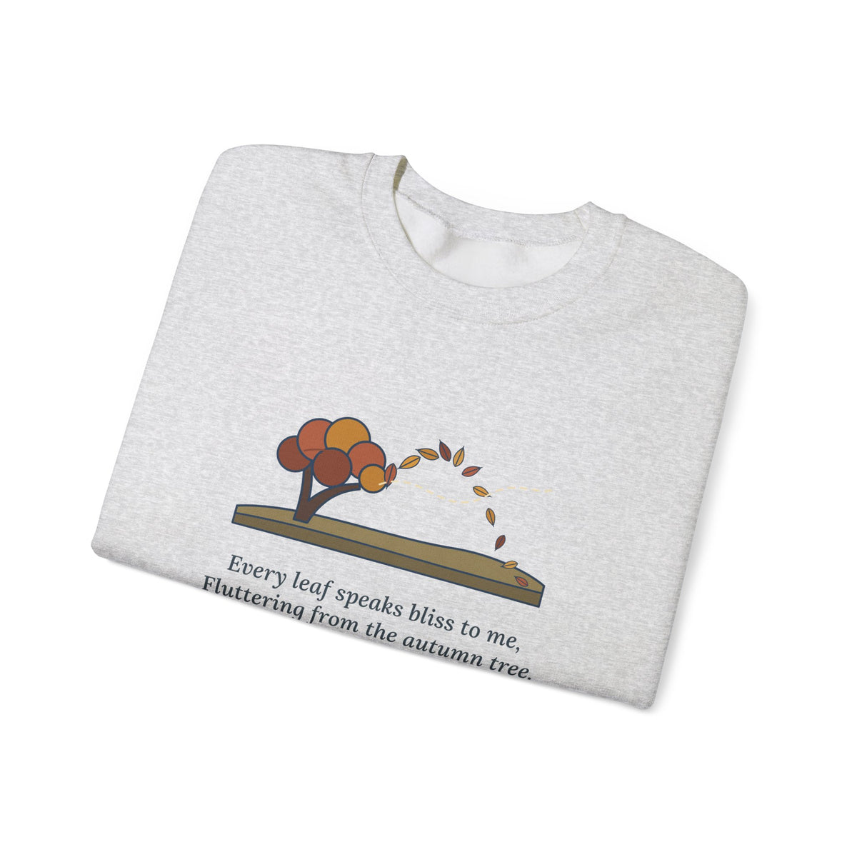 Every Leaf Speaks Bliss to Me Sweatshirt, Autumn Emily Brontë Quote Crewneck with Windswept Moor Tree