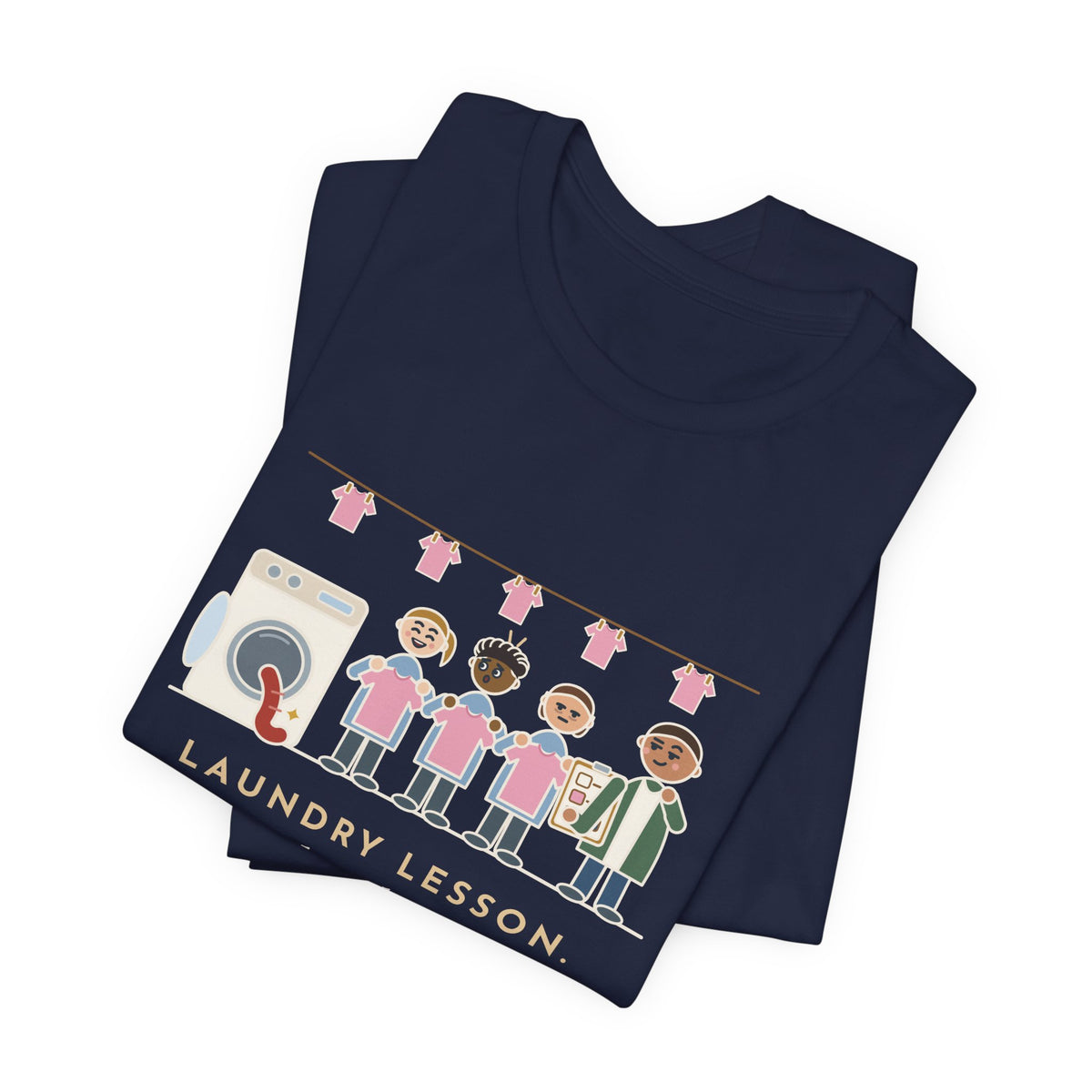 Life Skills Teacher T-Shirt - Laundry Lesson, One Red Sock, a Whole Class of Pink Shirts