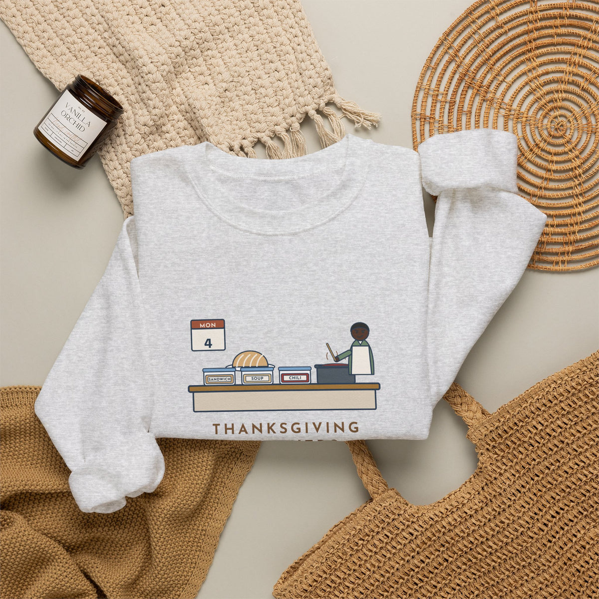 Thanksgiving Leftovers Sweatshirt, Day Four, Sandwich, Then Soup, Now Turkey Chili, Funny Leftover Plan Crewneck