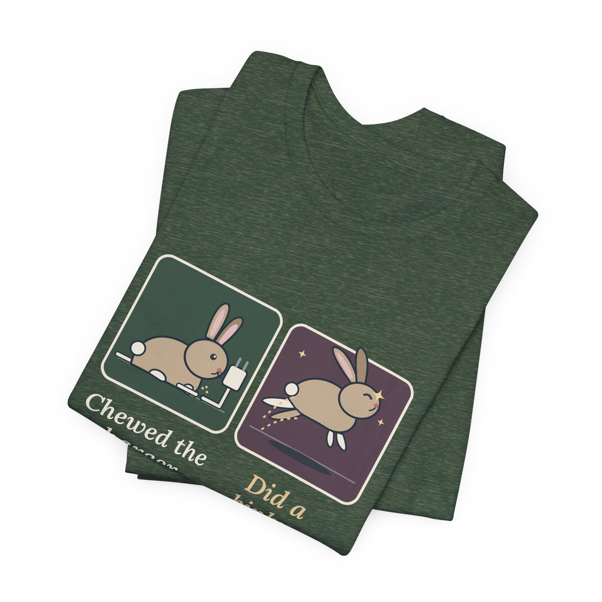 Pet Rabbits T-Shirt - Chewed the Charger. Did a Binky. Funny Bunny Owner Tee