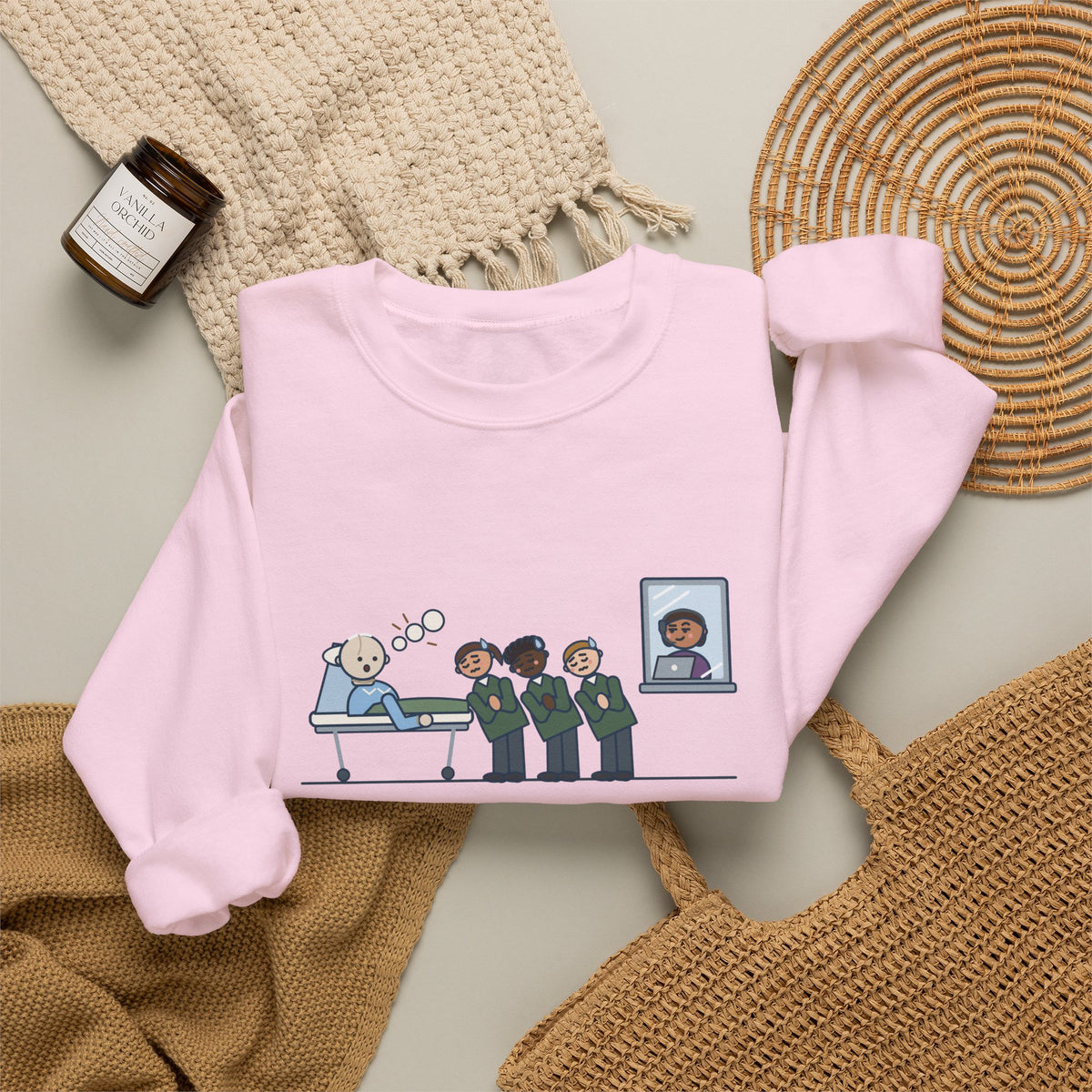 Simulation Lab Nurse Educator Crewneck Sweatshirt - Programmed the Mannequin to Cough