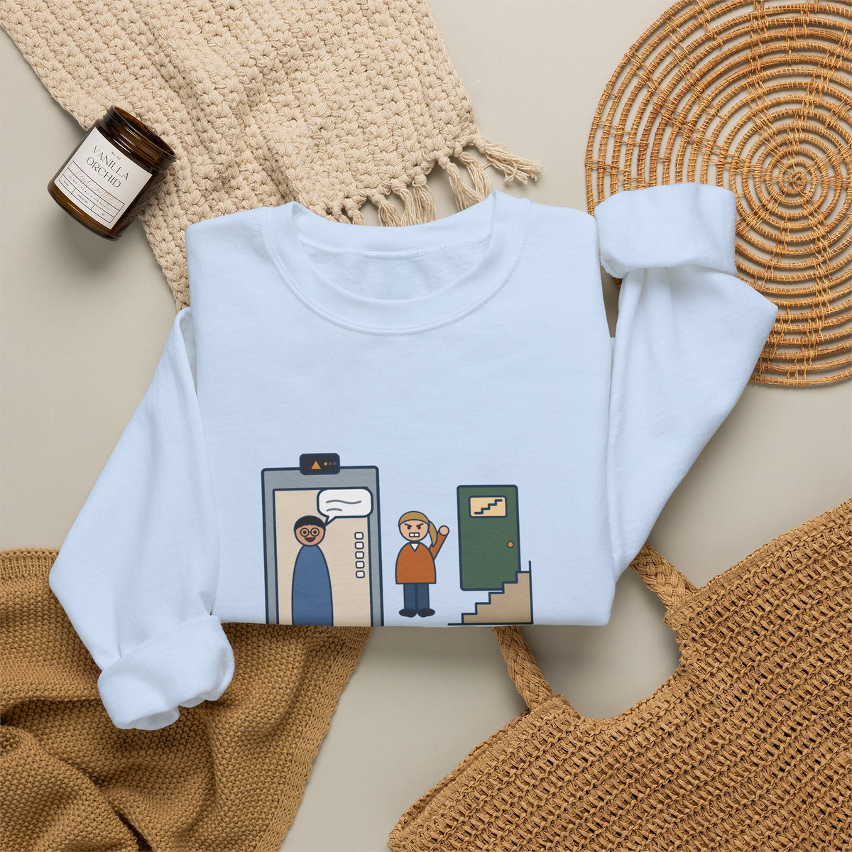 Funny Introvert Crewneck Sweatshirt - Escaped Elevator Small Talk Two Floors Early