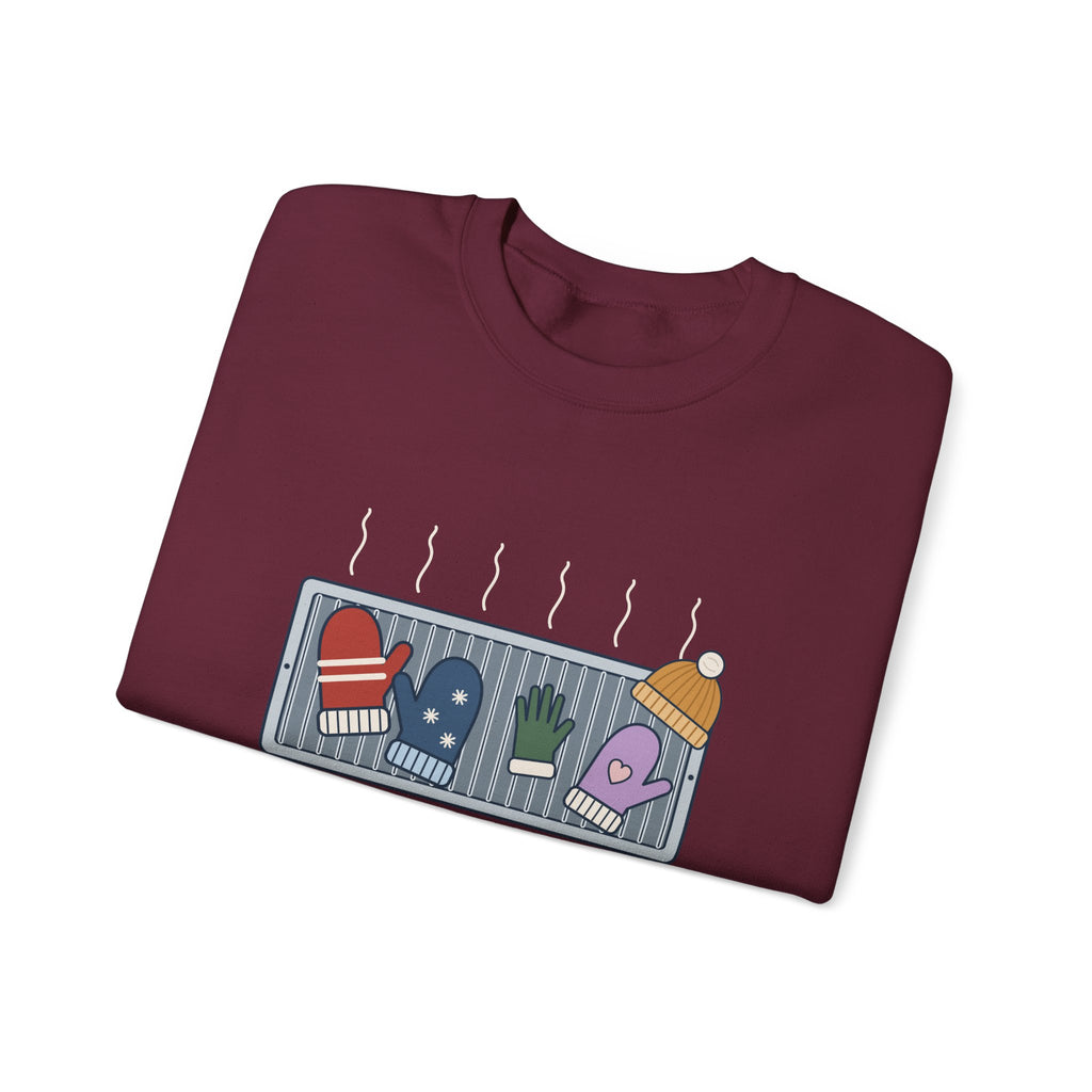 Snow Day Crewneck Sweatshirt - Mittens Drying on Every Vent Winter Sweatshirt